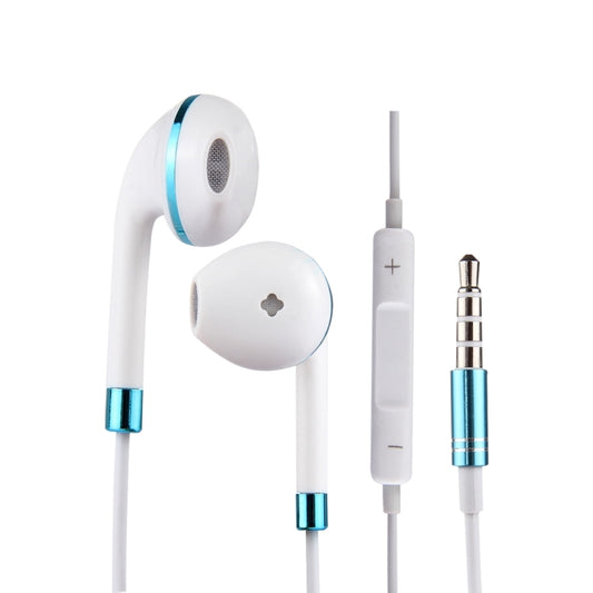 White Wire Body 3.5mm In-Ear Earphone with Line Control & Mic(Blue) - Normal Style Earphone by buy2fix | Online Shopping UK | buy2fix