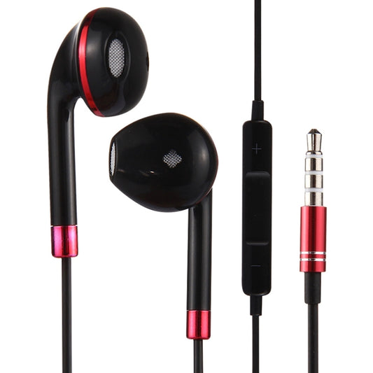 Black Wire Body 3.5mm In-Ear Earphone with Line Control & Mic, For iPhone, Galaxy, Huawei, Xiaomi, LG, HTC and Other Smart Phones(Red) - Normal Style Earphone by buy2fix | Online Shopping UK | buy2fix