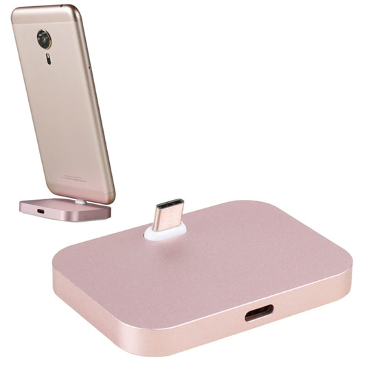 USB-C / Type-C Aluminum Alloy Desktop Station Dock Charger(Pink)