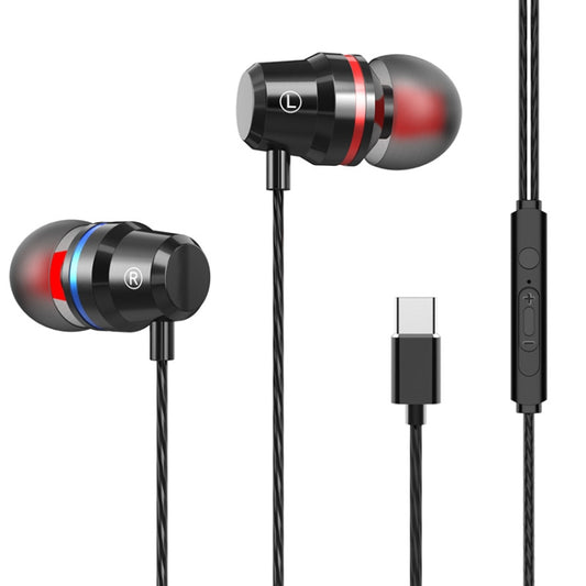 USB-C / Type-C Interface In Ear Wired Mega Bass Earphone with Mic (Black) - Type-C Earphone by buy2fix | Online Shopping UK | buy2fix