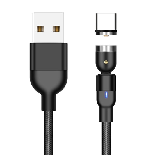 2m 2A Output USB to USB-C / Type-C Nylon Braided Rotate Magnetic Charging Cable(Black) - Charging Cable & Head by buy2fix | Online Shopping UK | buy2fix