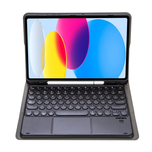 For iPad 11 2025 / 10th Gen 10.9 2022 YA10B-A Lambskin Texture Bluetooth Touch Keyboard Leather Tablet Case with Pen Slot(Black) - Universal by buy2fix | Online Shopping UK | buy2fix