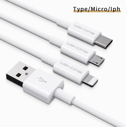 WK WDC-117 3A Micro USB Fast Charging Charging Cable, Length: 1.2m(White) - Micro USB Cable by WK | Online Shopping UK | buy2fix