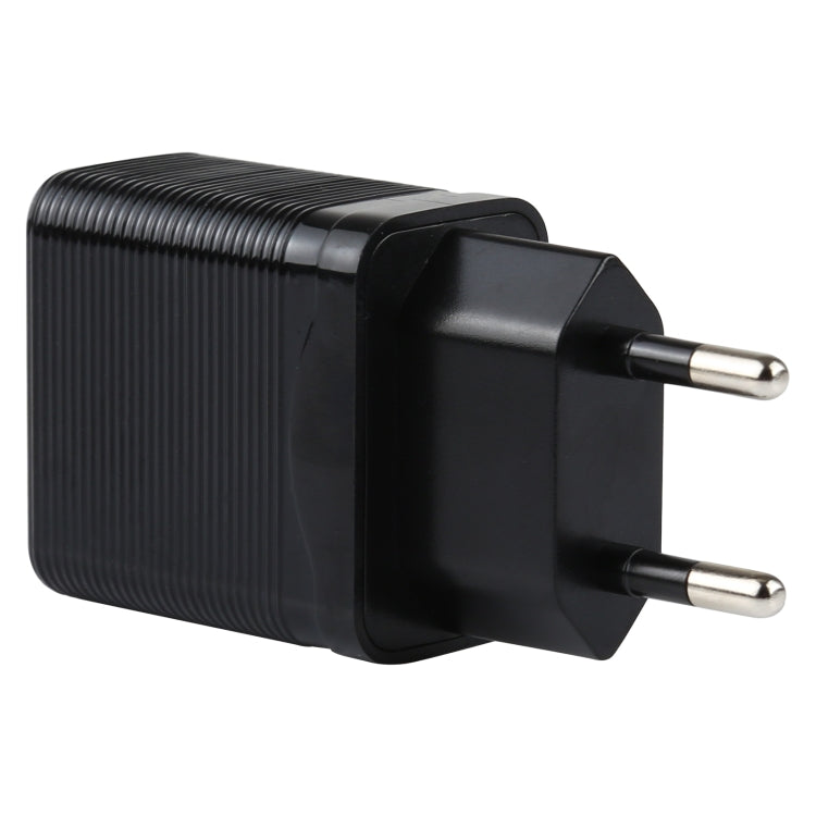 LZ-728 2 in 1 18W QC 3.0 USB Interface Travel Charger + USB to USB-C / Type-C Data Cable Set, EU Plug, Cable Length: 1m(Black) - USB Charger by buy2fix | Online Shopping UK | buy2fix