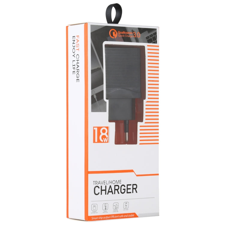 LZ-728 2 in 1 18W QC 3.0 USB Interface Travel Charger + USB to USB-C / Type-C Data Cable Set, EU Plug, Cable Length: 1m(Black) - USB Charger by buy2fix | Online Shopping UK | buy2fix