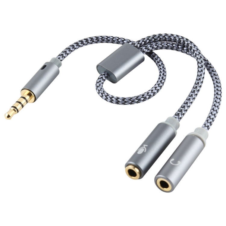 HY191 2 in 1 3.5mm Male to Microphone + Audio Female Braided Audio Cable, Length: 26cm by buy2fix