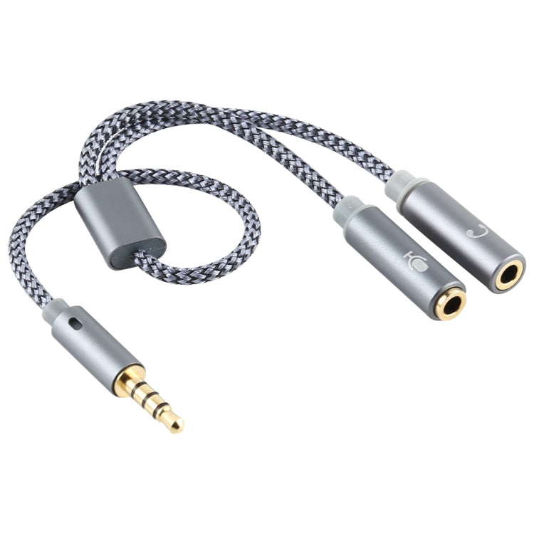 HY191 2 in 1 3.5mm Male to Microphone + Audio Female Braided Audio Cable, Length: 26cm by buy2fix