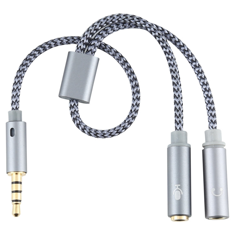 HY191 2 in 1 3.5mm Male to Microphone + Audio Female Braided Audio Cable, Length: 26cm by buy2fix