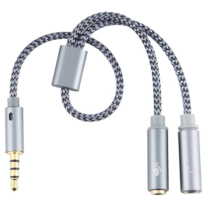 HY191 2 in 1 3.5mm Male to Microphone + Audio Female Braided Audio Cable, Length: 26cm by buy2fix