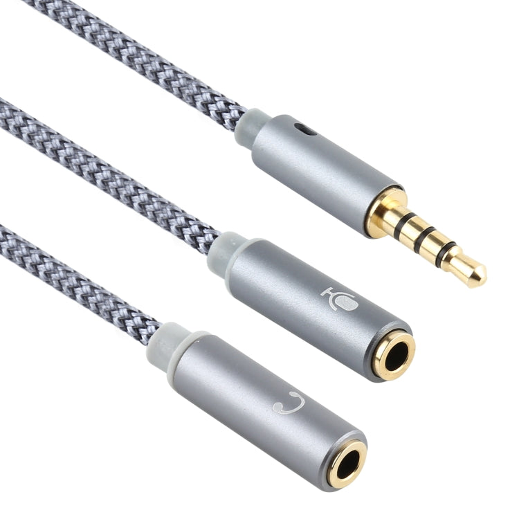 HY191 2 in 1 3.5mm Male to Microphone + Audio Female Braided Audio Cable, Length: 26cm by buy2fix