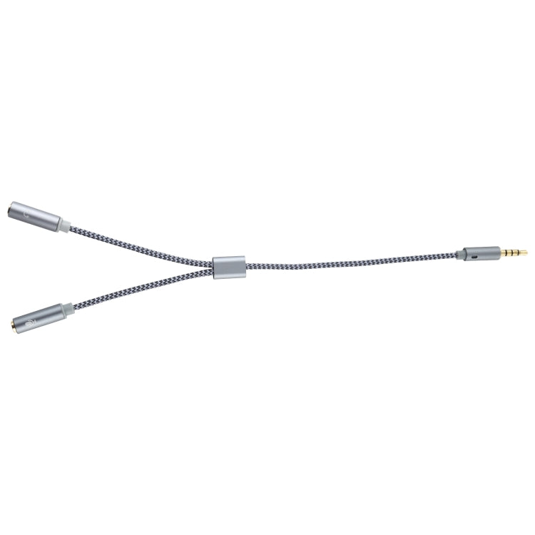HY191 2 in 1 3.5mm Male to Microphone + Audio Female Braided Audio Cable, Length: 26cm by buy2fix