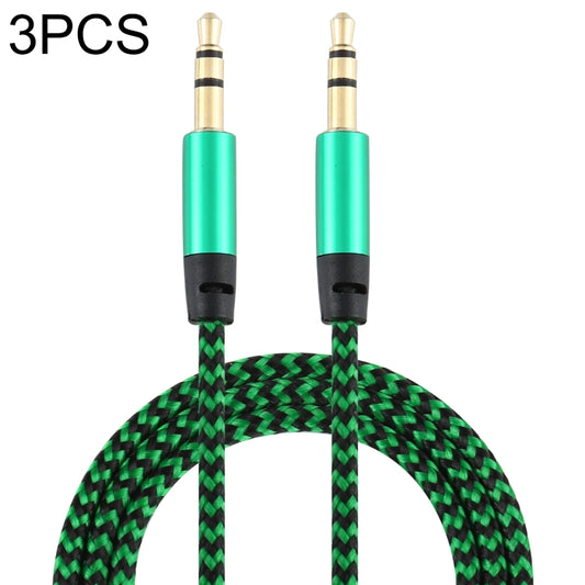 3 PCS K10 3.5mm Male to Male Nylon Braided Audio Cable, Length: 1m(Green) by buy2fix