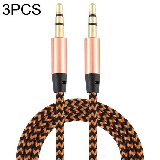 3 PCS K10 3.5mm Male to Male Nylon Braided Audio Cable, Length: 1m(Gold) by buy2fix