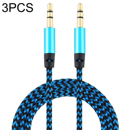 3 PCS K10 3.5mm Male to Male Nylon Braided Audio Cable, Length: 1m(Blue) by buy2fix