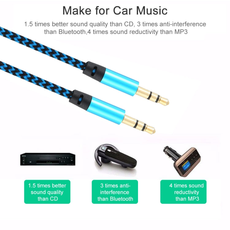 3 PCS K10 3.5mm Male to Male Nylon Braided Audio Cable, Length: 1m(Blue) by buy2fix