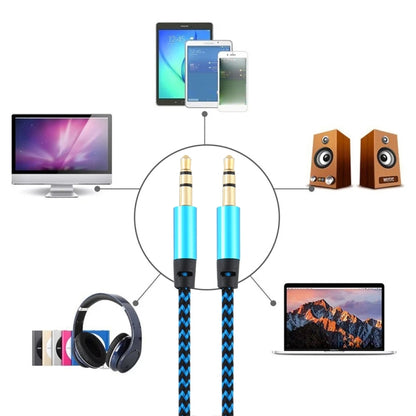 3 PCS K10 3.5mm Male to Male Nylon Braided Audio Cable, Length: 1m(Blue) by buy2fix