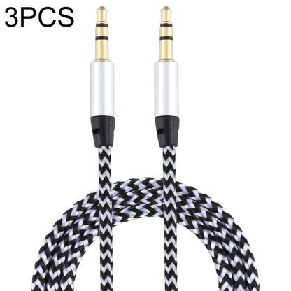3 PCS K10 3.5mm Male to Male Nylon Braided Audio Cable, Length: 1m(Silver) by buy2fix