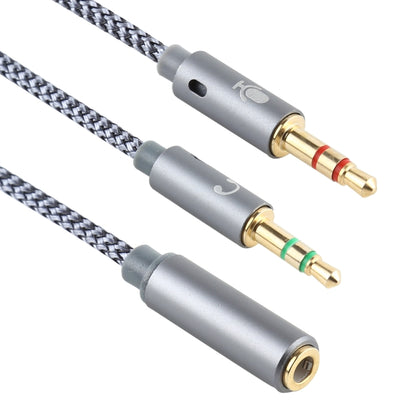 YH192 2 in 1 3.5mm Female to Microphone + Audio Male Braided Audio Cable, Length: 22cm (Grey) by buy2fix