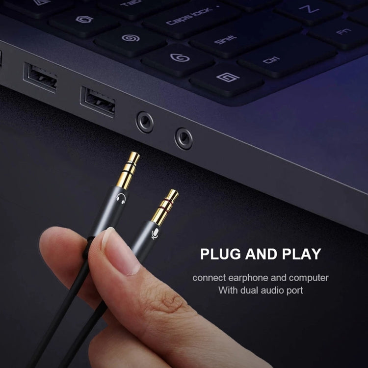 YH192 2 in 1 3.5mm Female to Microphone + Audio Male Braided Audio Cable, Length: 22cm (Grey) by buy2fix