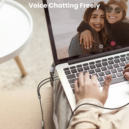 YH192 2 in 1 3.5mm Female to Microphone + Audio Male Braided Audio Cable, Length: 22cm (Grey) by buy2fix