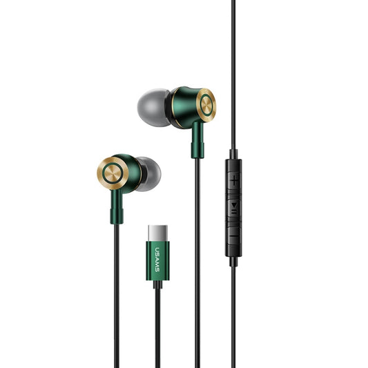 USAMS US-SJ482 EP-43 Wired In Ear USB-C / Type-C Interface Metal Digital HiFi Noise Reduction Earphones with Mic & Digital Chip, Length: 1.2m(Gradient Green) - Type-C Earphone by USAMS | Online Shopping UK | buy2fix