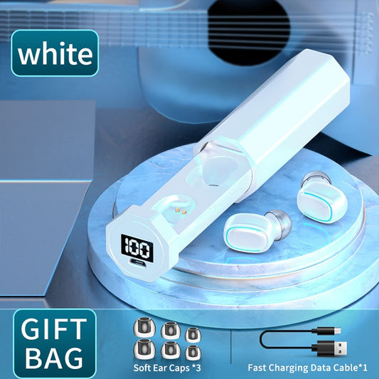 C1 Bluetooth 5.0 TWS Polygonal Touch Digital Display True Wireless Bluetooth Earphone with Charging Box(White) by buy2fix