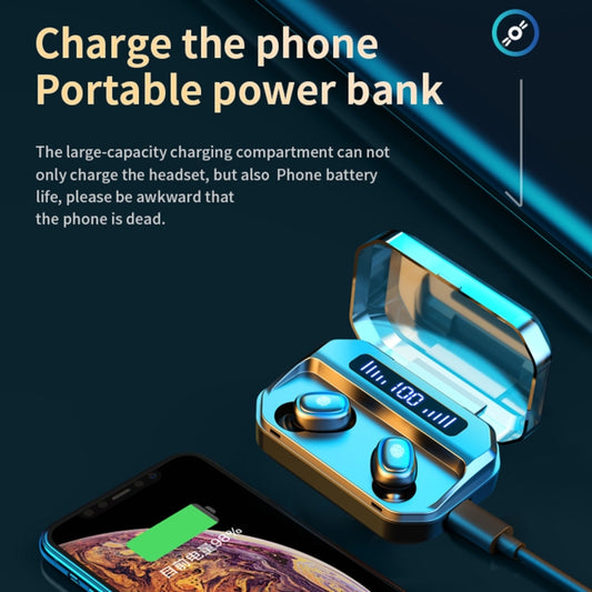 M8 Bluetooth 5.0 TWS Touch Digital Display True Wireless Bluetooth Earphone with Charging Box(White) by buy2fix