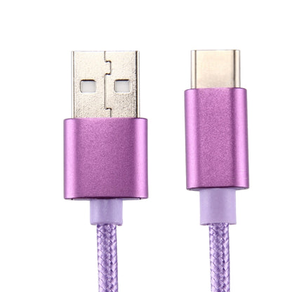Knit Texture USB to USB-C / Type-C Data Sync Charging Cable, Cable Length: 2m, 3A Output(Purple) by buy2fix