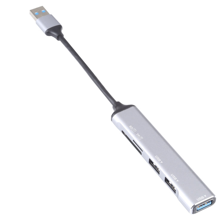 5 in 1 USB 3.0 to SD / TF Card Slot + 3 USB 3.0 Ports Multifunctional Docking Station HUB (Silver) by buy2fix