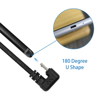 U-shaped Micro USB Male to USB Male Nylon Braid Charge Data Cable by buy2fix