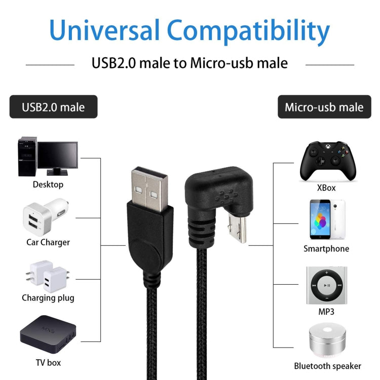 U-shaped Micro USB Male to USB Male Nylon Braid Charge Data Cable by buy2fix