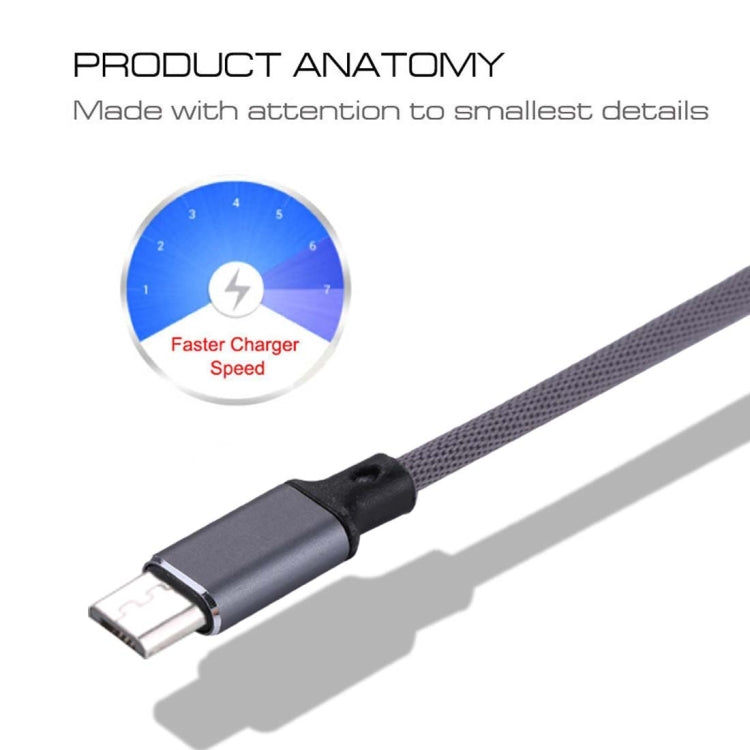 1m 2A Output USB to Micro USB Nylon Weave Style Data Sync Charging Cable, For Samsung, Huawei, Xiaomi, HTC, LG, Sony, Lenovo and other Smartphones(Grey) by buy2fix