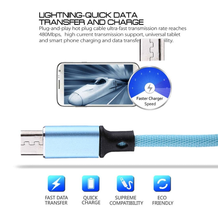 1m 2A Output USB to Micro USB Nylon Weave Style Data Sync Charging Cable, For Samsung, Huawei, Xiaomi, HTC, LG, Sony, Lenovo and other Smartphones(Blue) by buy2fix