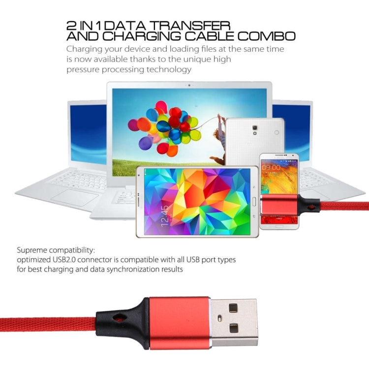 1m 2A Output USB to Micro USB Nylon Weave Style Data Sync Charging Cable, For Samsung, Huawei, Xiaomi, HTC, LG, Sony, Lenovo and other Smartphones(Red) by buy2fix
