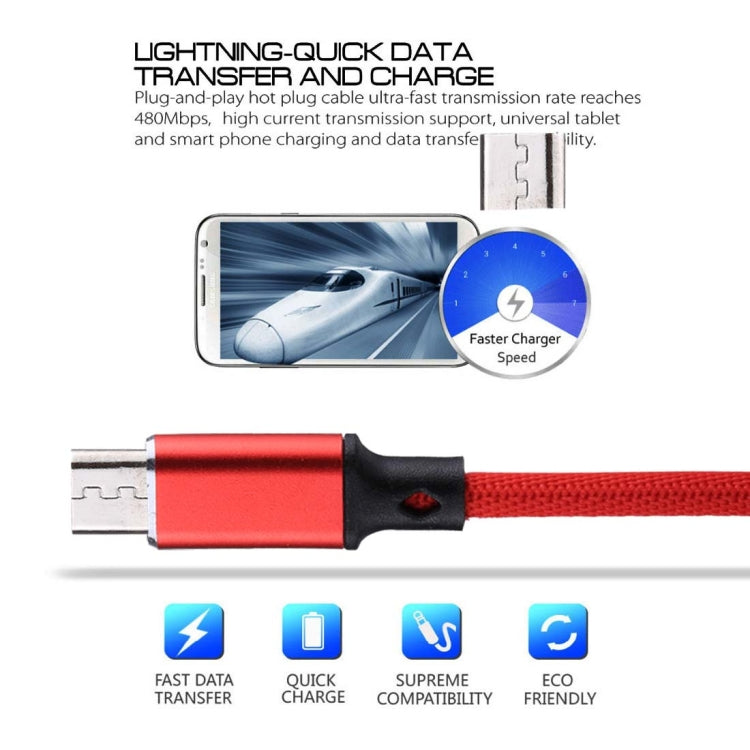 1m 2A Output USB to Micro USB Nylon Weave Style Data Sync Charging Cable, For Samsung, Huawei, Xiaomi, HTC, LG, Sony, Lenovo and other Smartphones(Red) by buy2fix