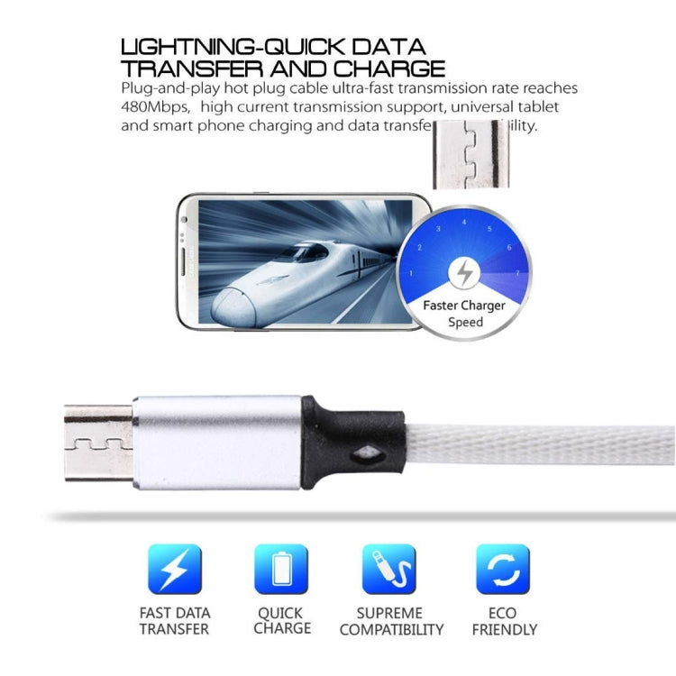 1m 2A Output USB to Micro USB Nylon Weave Style Data Sync Charging Cable, For Samsung, Huawei, Xiaomi, HTC, LG, Sony, Lenovo and other Smartphones(White) by buy2fix
