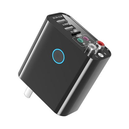 K16 2 in 1 3.5mm AUX + RAC Dual Output Plug-in Bluetooth 5.0 Audio Transmitter Receiver with Remote Control, CN Plug (Black) - Audio Receiver Transmitter by buy2fix | Online Shopping UK | buy2fix