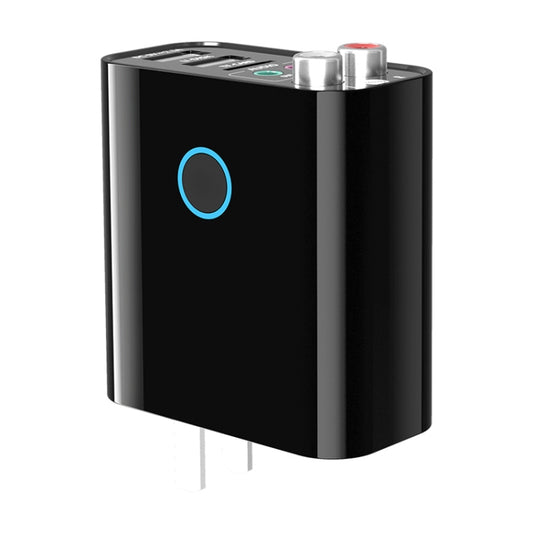 K16 2 in 1 3.5mm AUX + RAC Dual Output Plug-in Bluetooth 5.0 Audio Transmitter Receiver with Remote Control, CN Plug (Black) - Audio Receiver Transmitter by buy2fix | Online Shopping UK | buy2fix