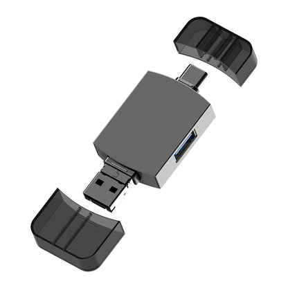 3 in 1 USB-C / Type-C to USB + Micro USB OTG Adapter TF / SD Card Card Reader(Tarnish) by buy2fix
