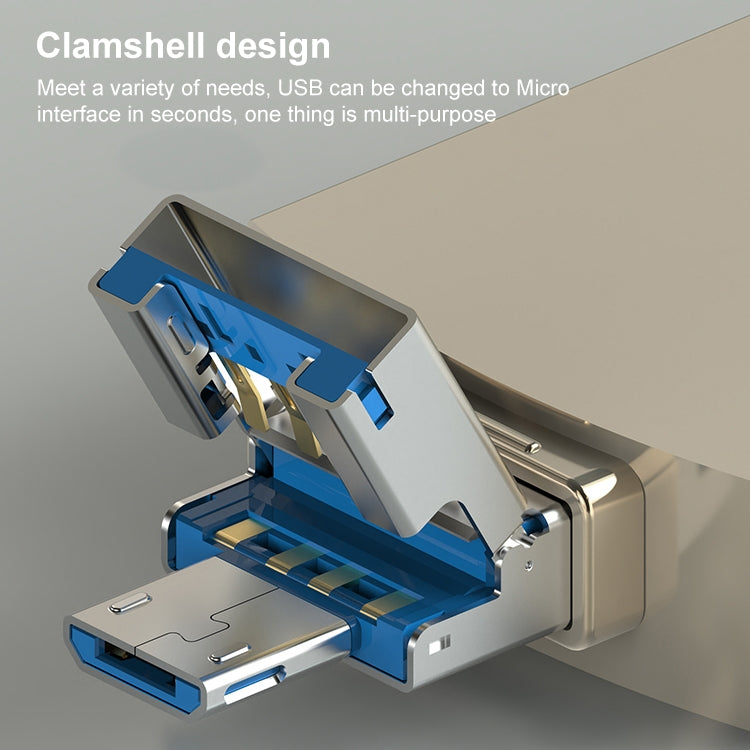 3 in 1 USB-C / Type-C to USB + Micro USB OTG Adapter TF / SD Card Card Reader(Gold) by buy2fix