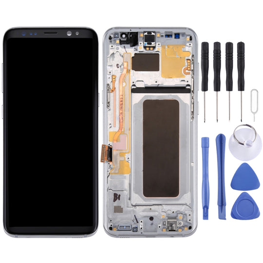 Écran LCD d'origine + écran tactile d'origine avec cadre pour Galaxy S8+ / G955 / G955F / G955FD / G955U / G955A / G955P / G955T / G955V / G955R4 / G955W / G9550 (argent)