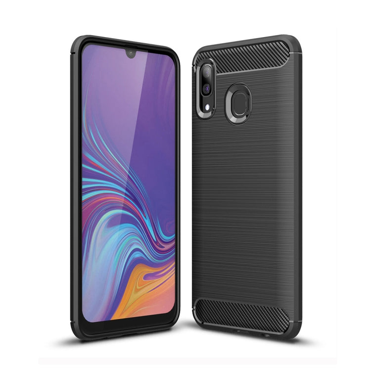 Brushed Texture Carbon Fiber TPU Case for Galaxy A40 (Black) by buy2fix