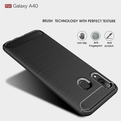 Brushed Texture Carbon Fiber TPU Case for Galaxy A40 (Black) by buy2fix