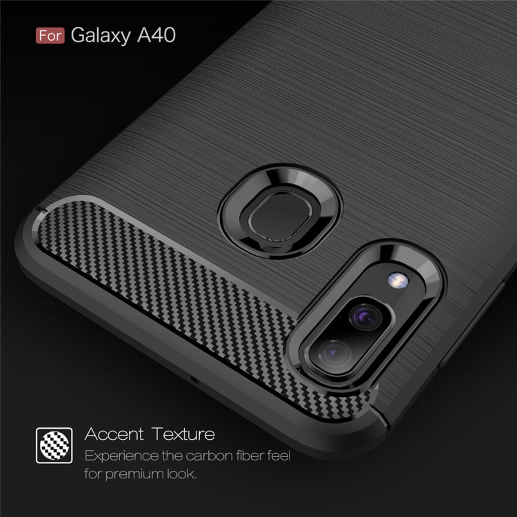 Brushed Texture Carbon Fiber TPU Case for Galaxy A40 (Black) by buy2fix