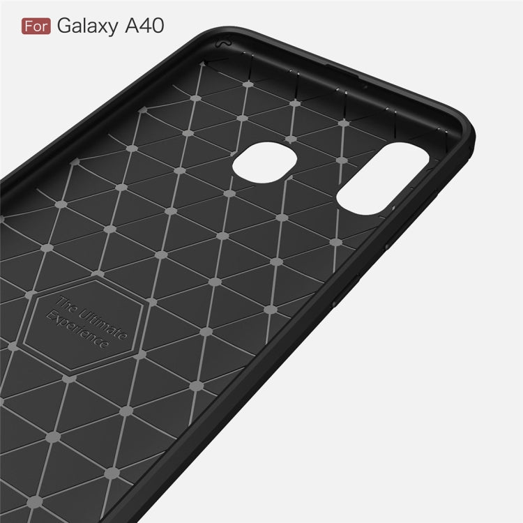 Brushed Texture Carbon Fiber TPU Case for Galaxy A40 (Black) by buy2fix