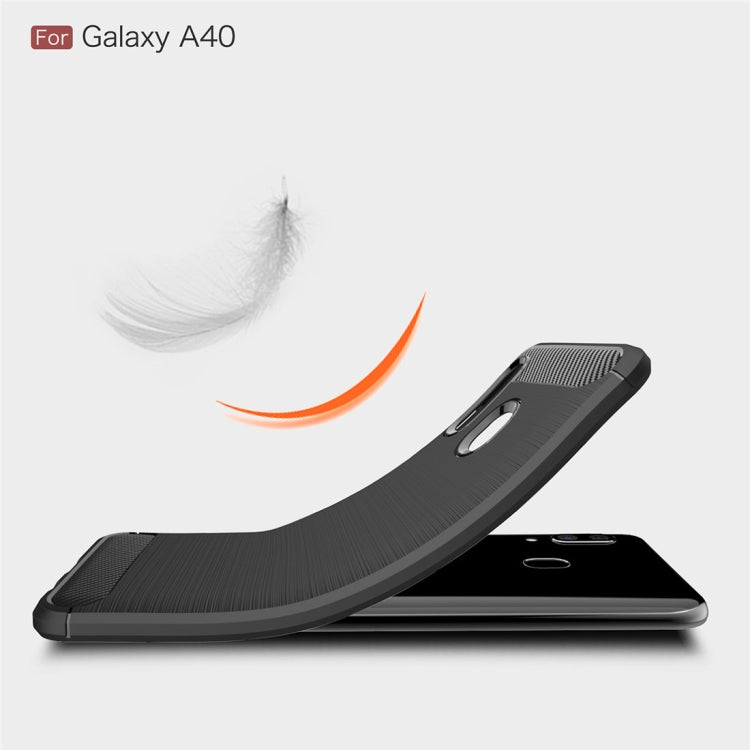Brushed Texture Carbon Fiber TPU Case for Galaxy A40 (Black) by buy2fix