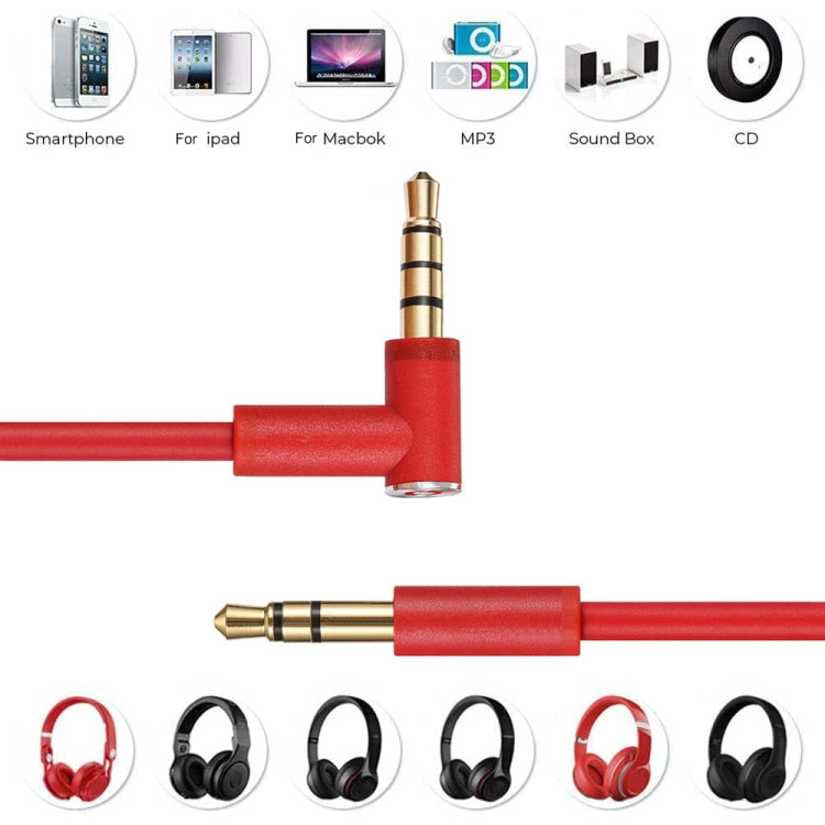 ZS0087 3.5mm Male to Male Earphone Cable with Mic & Wire-controlled, Cable Length: 1.4m(Red) by buy2fix