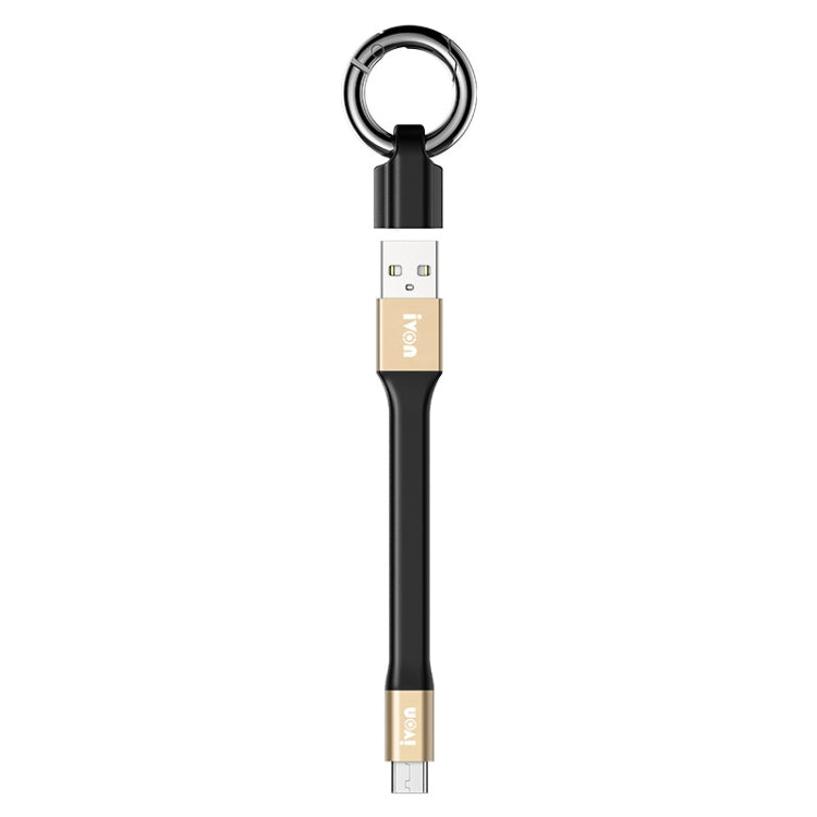 IVON CA90 3.1A Max USB to USB-C / Type-C Portable Data Cable with Ring, Length: 14.5cm (Champagne Gold) - USB-C & Type-C Cable by IVON | Online Shopping UK | buy2fix