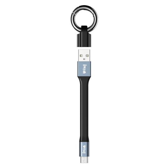 IVON CA90 3.1A Max USB to USB-C / Type-C Portable Data Cable with Ring, Length: 14.5cm (Dark Gray)