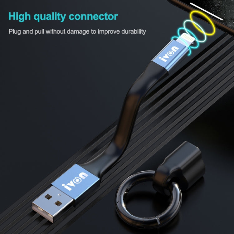 IVON CA90 3.1A Max USB to USB-C / Type-C Portable Data Cable with Ring, Length: 14.5cm (Champagne Gold) - USB-C & Type-C Cable by IVON | Online Shopping UK | buy2fix